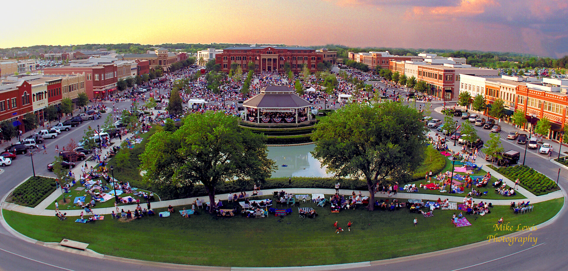 Southlake Town Square at sunset